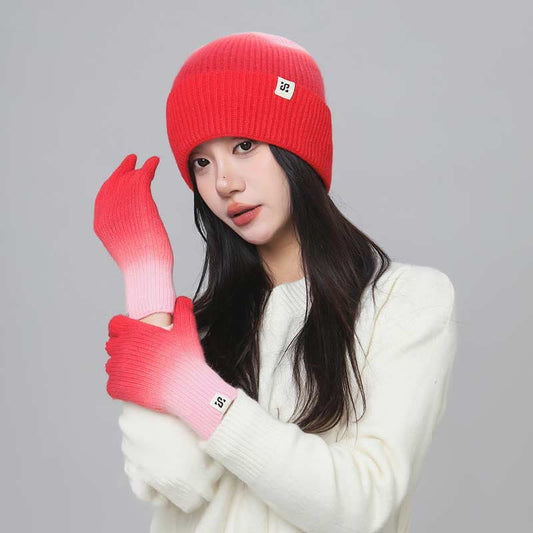 Ensemble 2 en 1 de gants et bonnets de couleur dégradée - image 0
