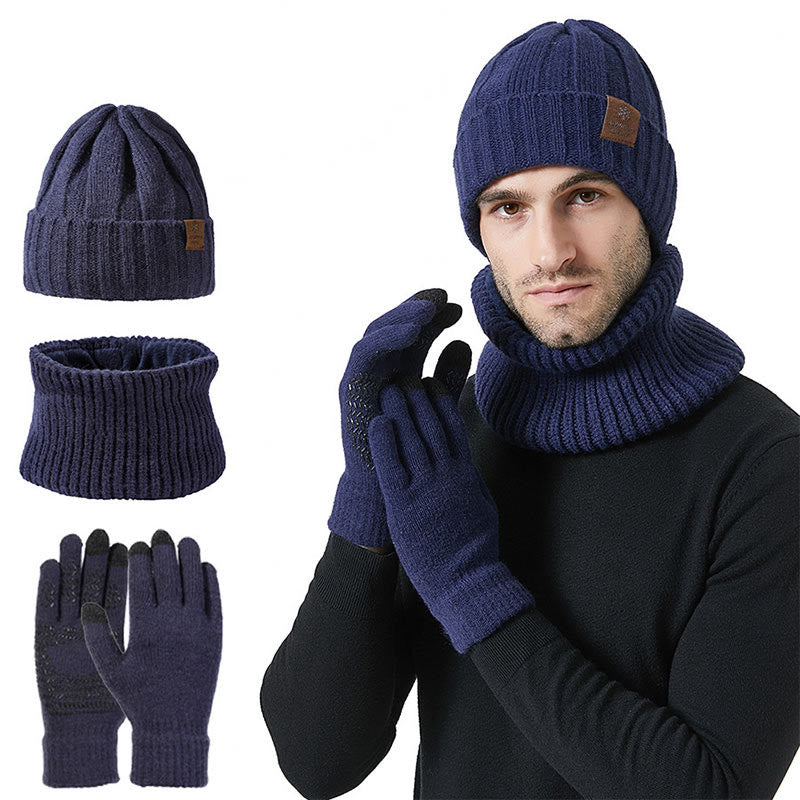 Ensemble 3 en 1 de gants chauds et tendance, bonnet et écharpe - Bleu marine - Taille unique - image 16