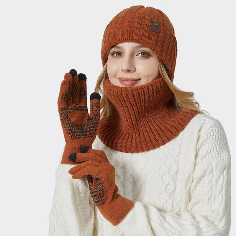 Ensemble 3 en 1 de gants chauds et tendance, bonnet et écharpe