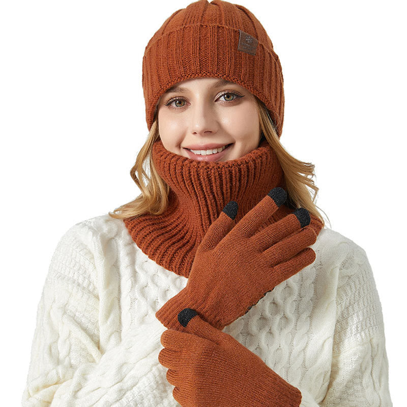 Ensemble 3 en 1 de gants chauds et tendance, bonnet et écharpe