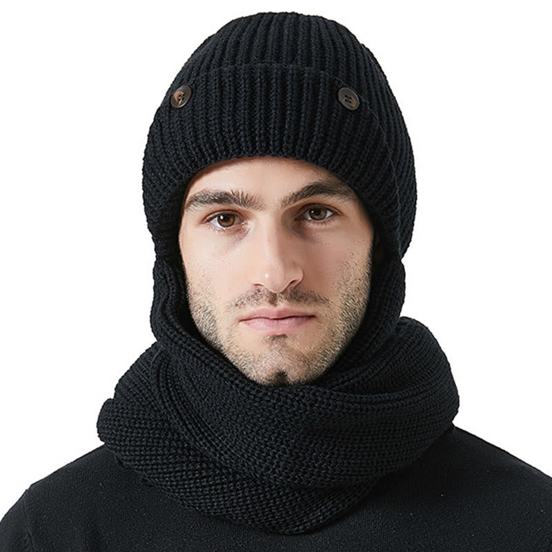 Ensemble bonnet et écharpe de protection auditive 2 en 1 - Noir - Taille unique - image 1