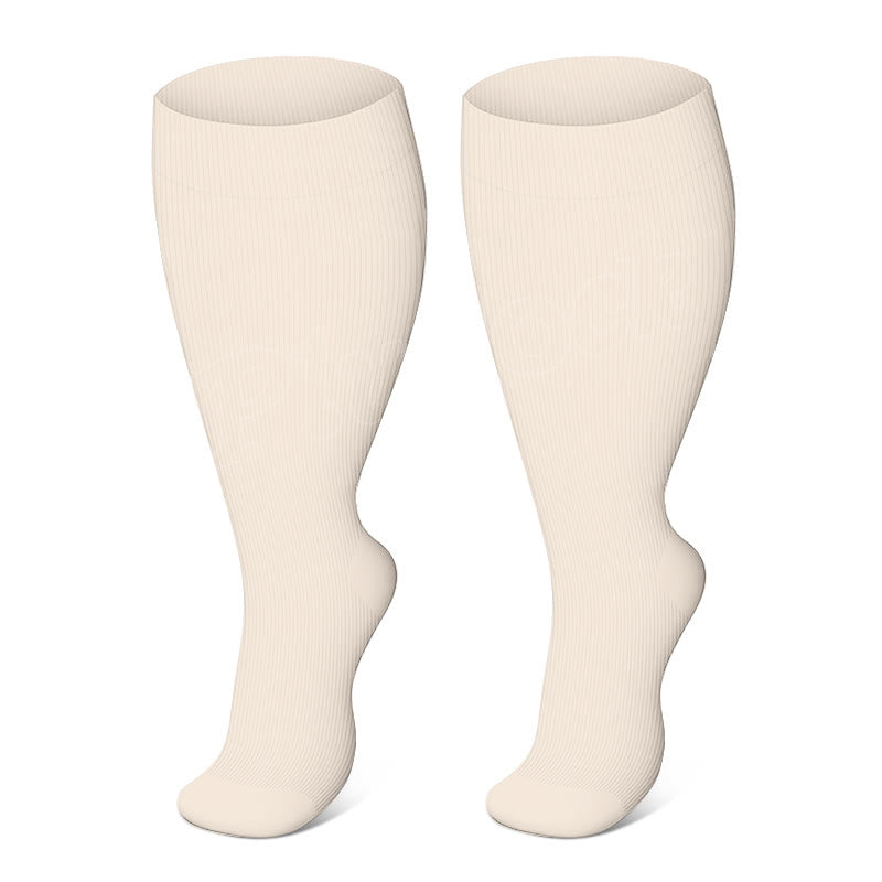 Chaussettes de compression unies grandes tailles - Beige - 4XL - image 10