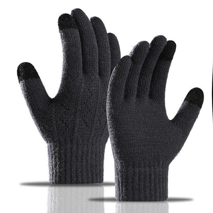 Gants d'hiver chauds en jacquard - Gris foncé - Taille unique - image 6