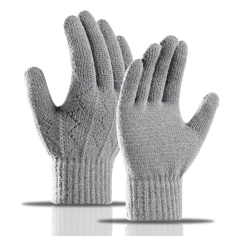Gants d'hiver chauds en jacquard - Gris clair - Taille unique - image 0