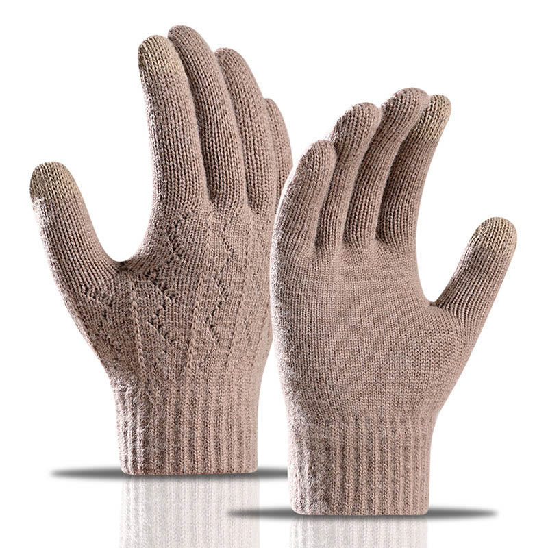 Gants d'hiver chauds en jacquard - Kaki - Taille unique - image 4