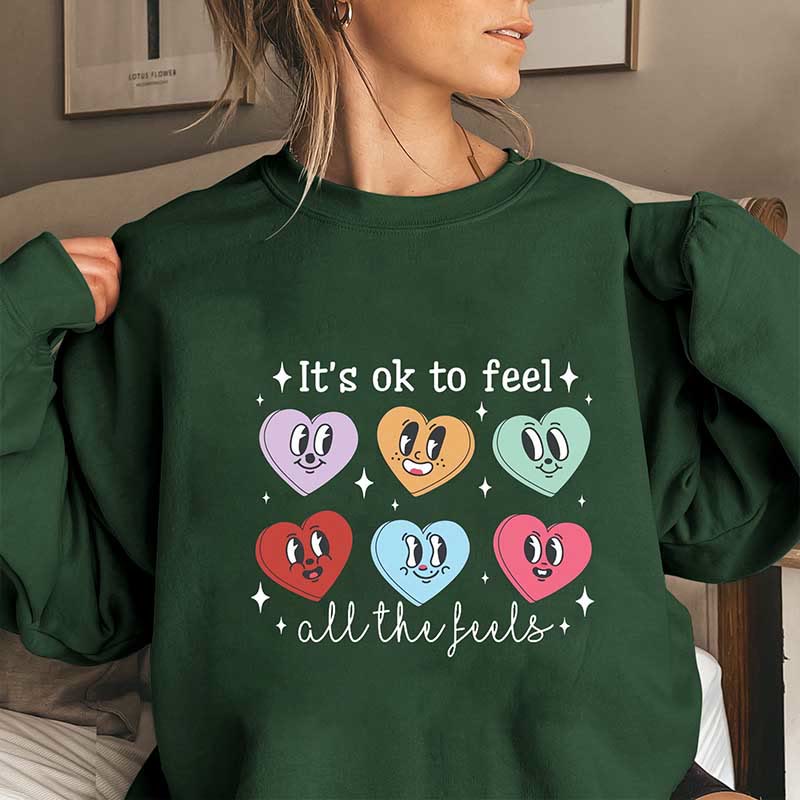 Sweat-shirt émoticône Love grande taille - Vert foncé - 3XL - image 4