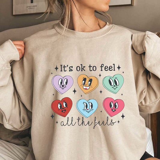 Sweat-shirt émoticône Love grande taille - Kaki - 3XL - image 0