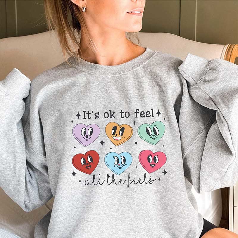 Sweat-shirt émoticône Love grande taille - Gris - 3XL - image 1