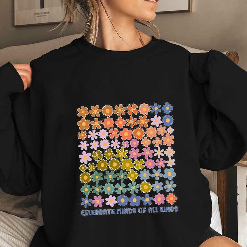 Sweat-shirt à fleurs mignonnes grande taille - Noir - 3XL - image 3