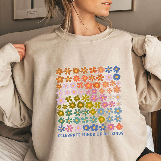 Sweat-shirt à fleurs mignonnes grande taille