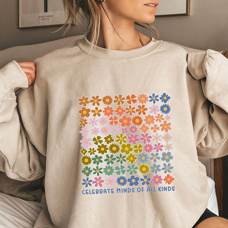 Sweat-shirt à fleurs mignonnes grande taille - Kaki - 3XL - image 0