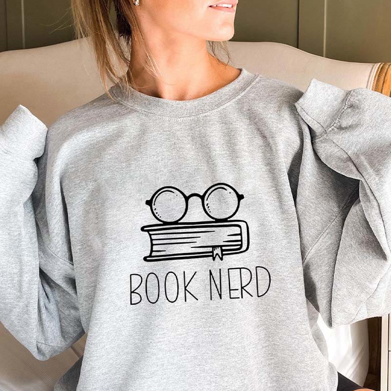 Sweat-shirt Book Nerd grande taille - Gris - 3XL - image 1
