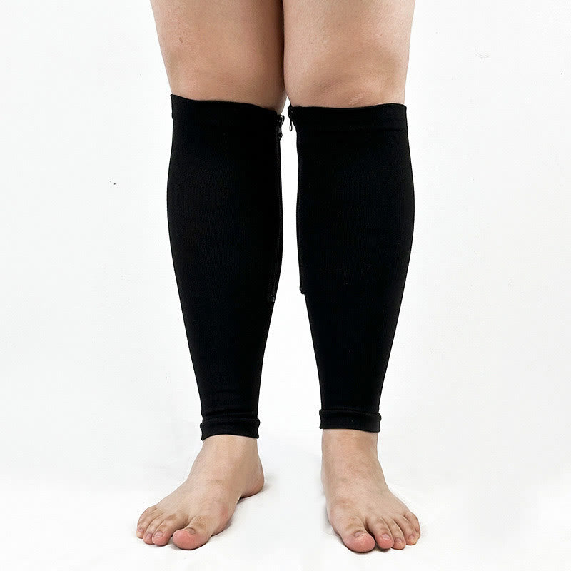 Chaussettes de compression à fermeture éclair pour mollets larges, grandes tailles 2XL à 7XL (2 paires) - Noir - 7XL - image 0