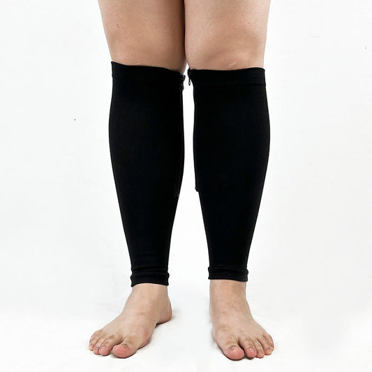 Chaussettes de compression à fermeture éclair pour mollets larges, grandes tailles 2XL à 7XL (2 paires) - Noir - 7XL - image 0