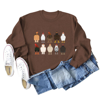 Sweat-shirt imprimé poussin grande taille - Café - 2XL - image 8