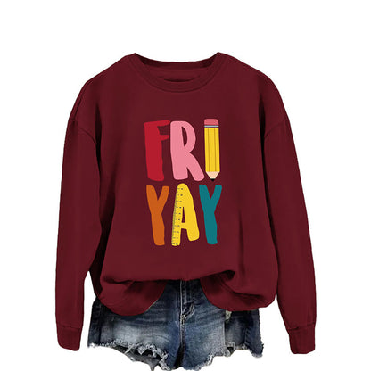 Sweat-shirt à imprimé crayon grande taille du vendredi - Vin - 2XL - image 9