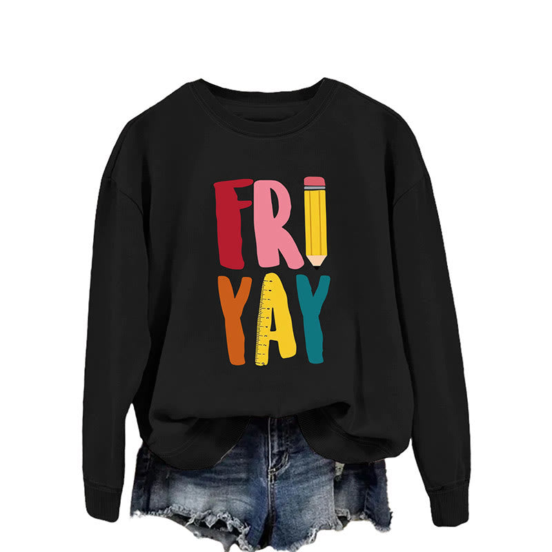 Sweat-shirt à imprimé crayon grande taille du vendredi - Noir - 2XL - image 3