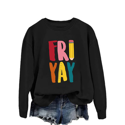 Sweat-shirt à imprimé crayon grande taille du vendredi