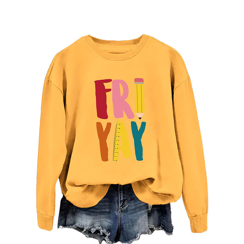 Sweat-shirt à imprimé crayon grande taille du vendredi - Jaune - 2XL - image 6