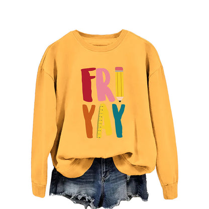 Sweat-shirt à imprimé crayon grande taille du vendredi - Jaune - 2XL - image 6