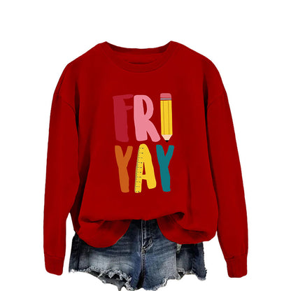 Sweat-shirt à imprimé crayon grande taille du vendredi