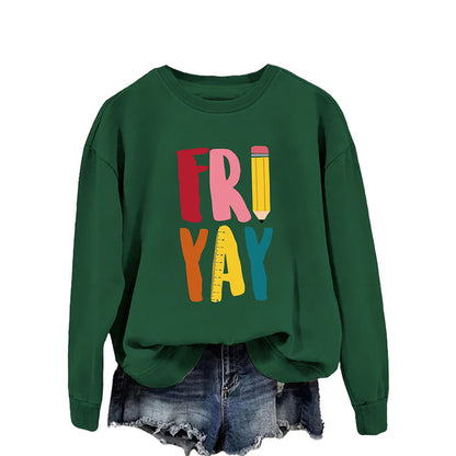 Sweat-shirt à imprimé crayon grande taille du vendredi - Vert foncé - 2XL - image 10