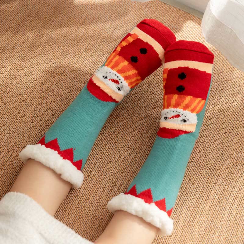 Chaussons-chaussettes de Noël grande taille, série Bonhomme de neige (2 paires) - Bleu - EU36-42 (US3-8.5) - image 2