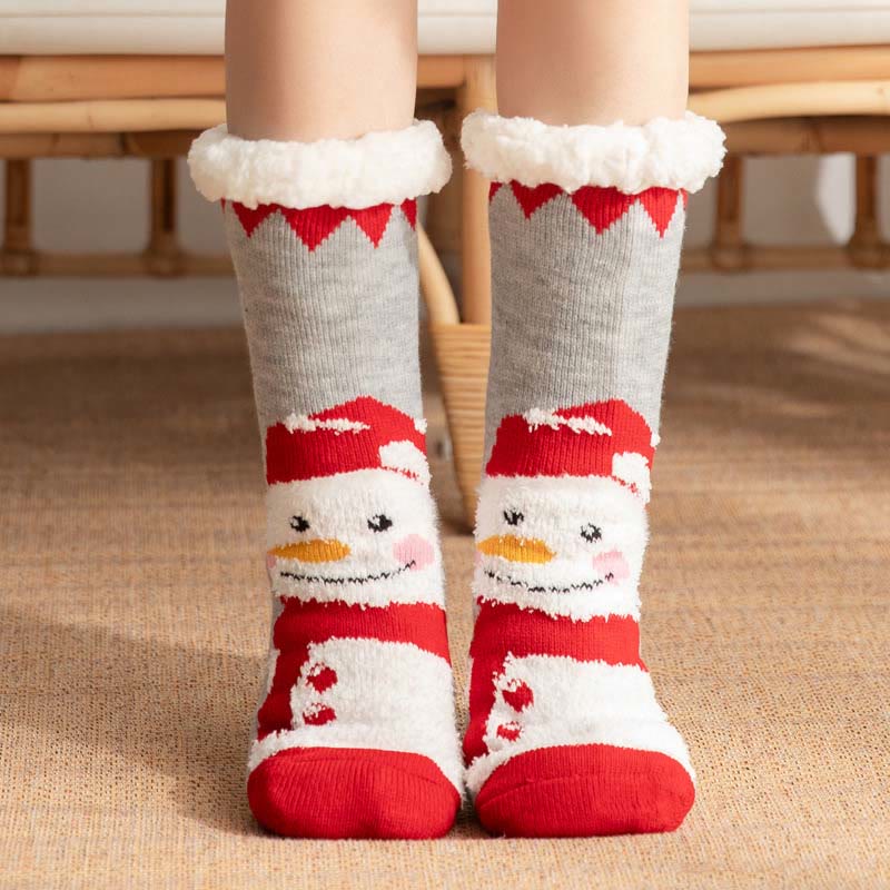 Chaussons-chaussettes de Noël grande taille, série Bonhomme de neige (2 paires) - Gris - EU36-42 (US3-8.5) - image 5