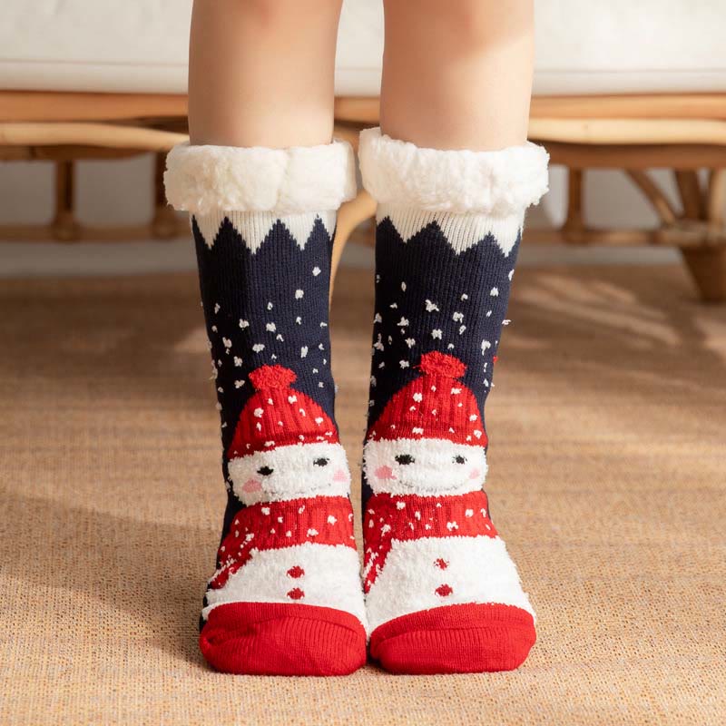 Chaussons-chaussettes de Noël grande taille, série Bonhomme de neige (2 paires) - Bleu marine - EU36-42 (US3-8.5) - image 3