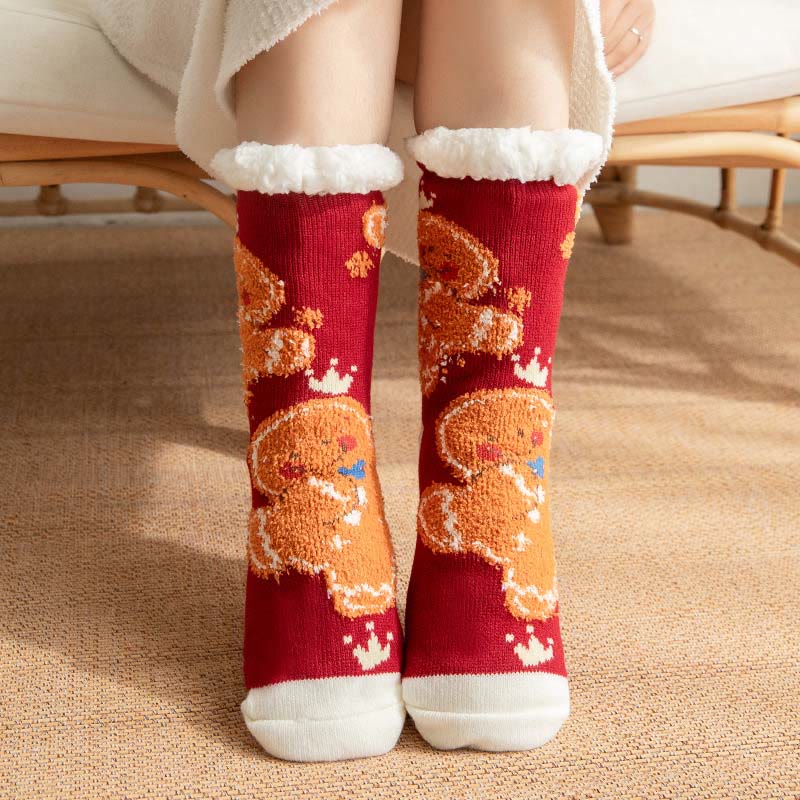Chaussons-chaussettes grande taille série Bonhomme en pain d'épice (2 paires) - Vin - EU36-42 (US3-8.5) - image 4