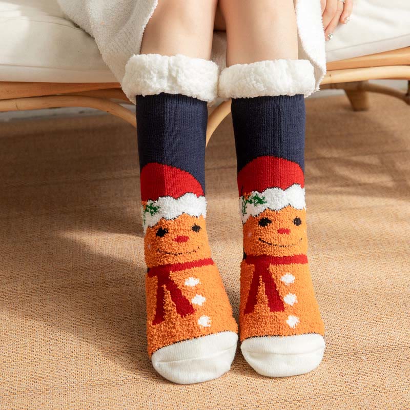 Chaussons-chaussettes grande taille série Bonhomme en pain d'épice (2 paires) - Bleu marine - EU36-42 (US3-8.5) - image 3