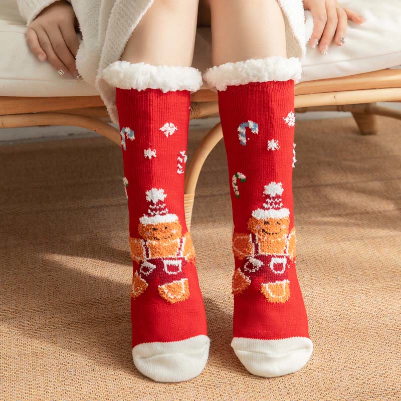 Chaussons-chaussettes grande taille série Bonhomme en pain d'épice (2 paires) - Rouge - EU36-42 (US3-8.5) - image 1