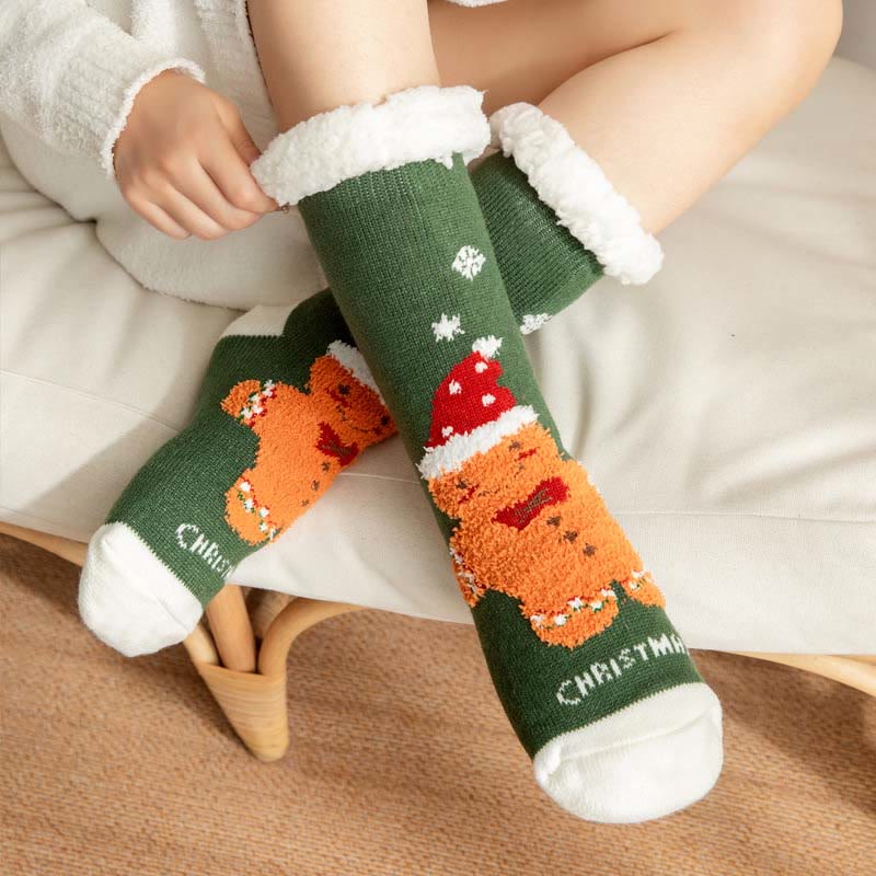 Chaussons-chaussettes grande taille série Bonhomme en pain d'épice (2 paires) - Vert - EU36-42 (US3-8.5) - image 2