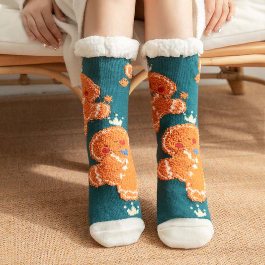 Chaussons-chaussettes grande taille série Bonhomme en pain d'épice (2 paires) - Bleu clair - EU36-42 (US3-8.5) - image 1