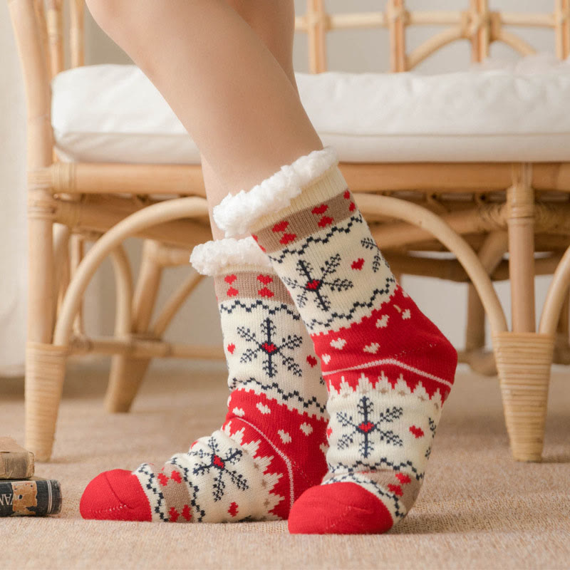 Chaussettes-chaussons ours polaire grande taille - Flocon de neige - EU36-42(US3-8.5) - image 1