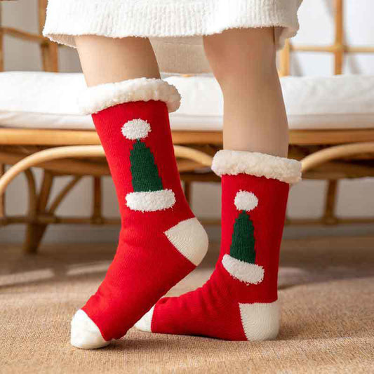 Chaussettes-chaussons bonnet de Père Noël grandes tailles - Rouge - EU36-42(US3-8.5) - image 0