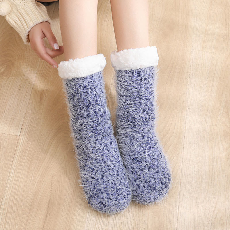 Chaussettes-chaussons chaudes et épaisses grandes tailles - Bleu - EU36-42(US3-8.5) - image 9