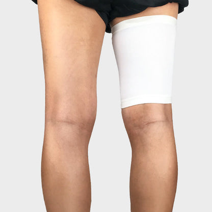 Manchon de compression de cuisse de sport de couleur unie - Blanc - XL - image 7