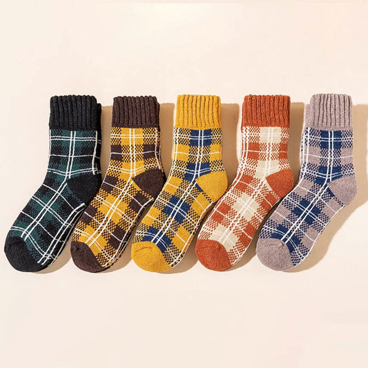 Chaussettes à carreaux colorblock grande taille (5 paires)
