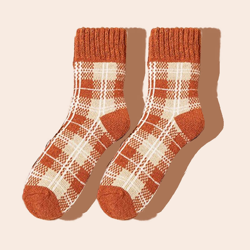 Chaussettes courtes à carreaux colorblock (5 paires) - Orange - EU36-41 (US3-7,5) - image 2