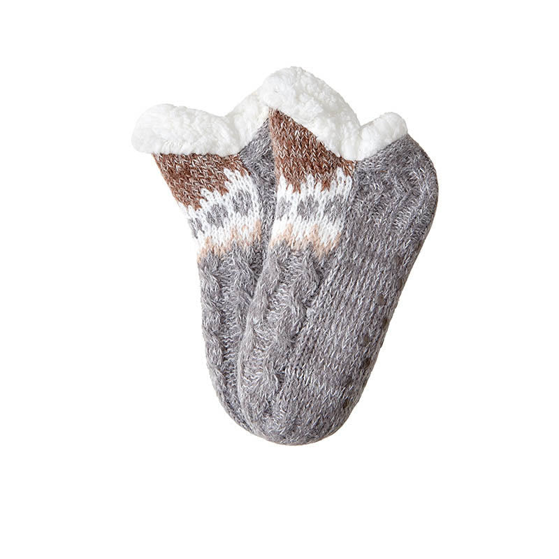 Chaussons-chaussettes en laine d'agneau grande taille - Gris - EU36-41 (US3-7,5) - image 5