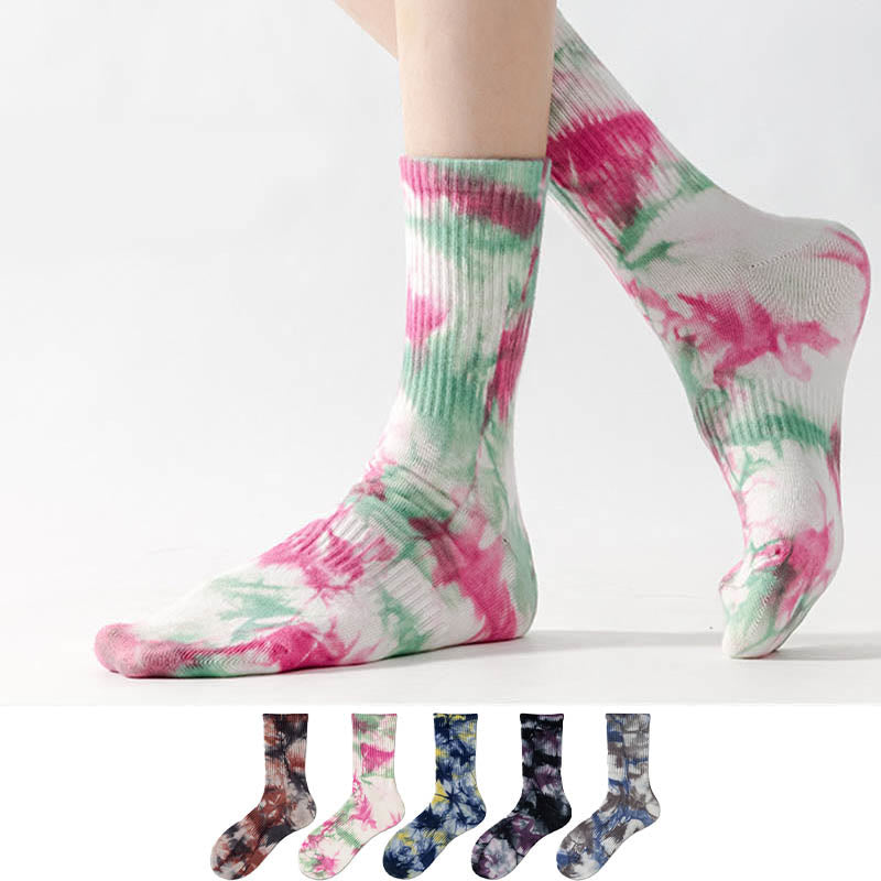 Chaussettes tie-dye tendance (5 paires) - Multicolore - EU37-42 (US4-8.5) - image 0