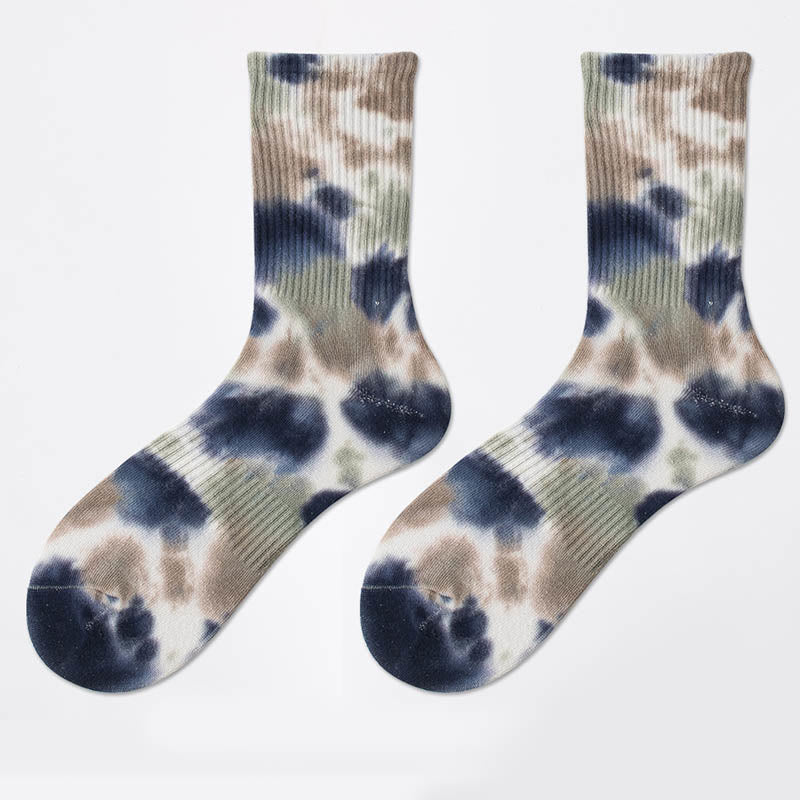 Chaussettes longues à pois tie-dye grande taille (4 paires)