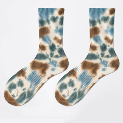 Chaussettes longues à pois tie-dye grande taille (4 paires)