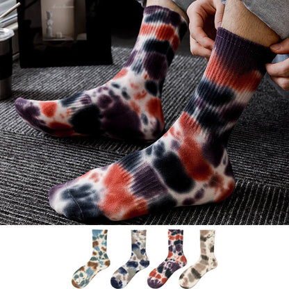 Chaussettes longues à pois tie-dye grande taille (4 paires)