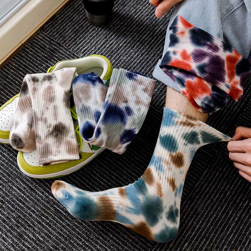 Chaussettes longues à pois tie-dye grande taille (4 paires)