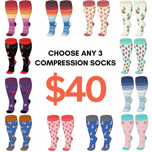 Chaussettes de compression à motifs colorés grande taille 2XL-4XL - image 1