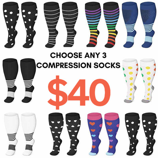 Chaussettes de compression à pois grande taille 2XL-4XL