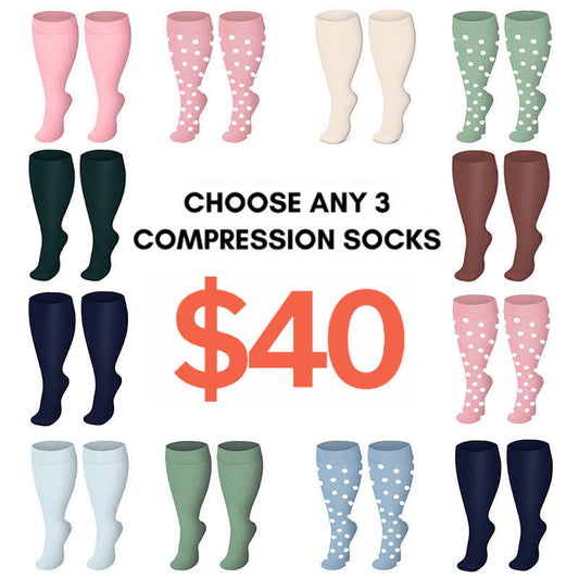 Chaussettes de compression de couleur unie grande taille 2XL-4XL