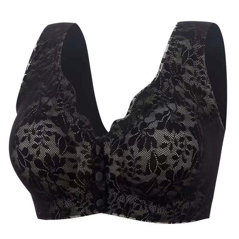 Soutiens-gorge sans armatures confortables à boutons sur le devant (paquets de 2) - Noir - 3XL - image 6